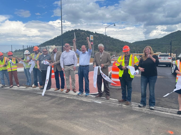 Ceremonial ribbon cutting for the I-25 Exit 11 interchange improvement project