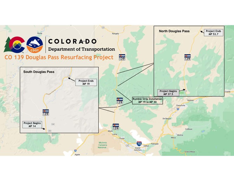 CO 139 Douglas Pass Resurfacing Project Map