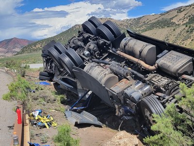 Semi vehicle rolled over in Glenwood Canyon