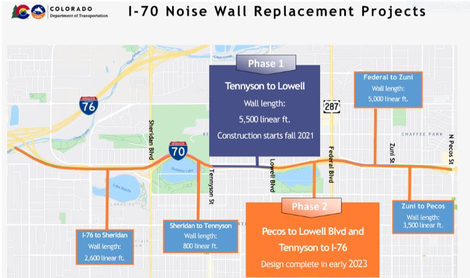 I-70 Noise Wall Replacement Projects Map detail image