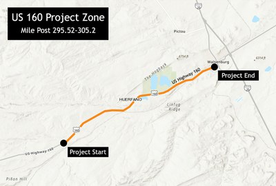 US 160 Project Zone Map