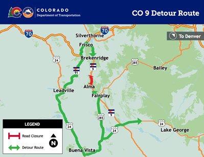 CO 9 Detour Route Map