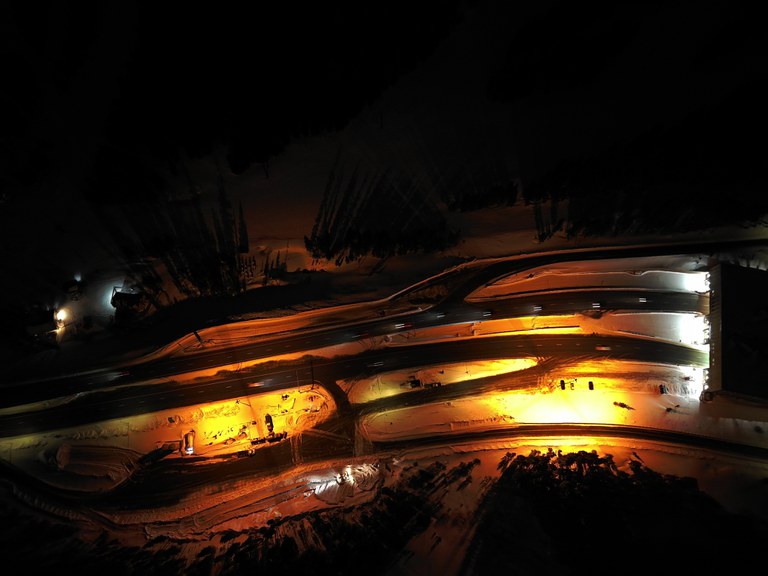 Eisenhower-Johnson Memorial Tunnel aerial view at night