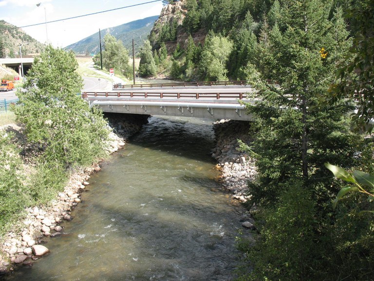 Bridge F-14-AZ carries I-70 Frontage road over Clear Creek near Idaho Springs