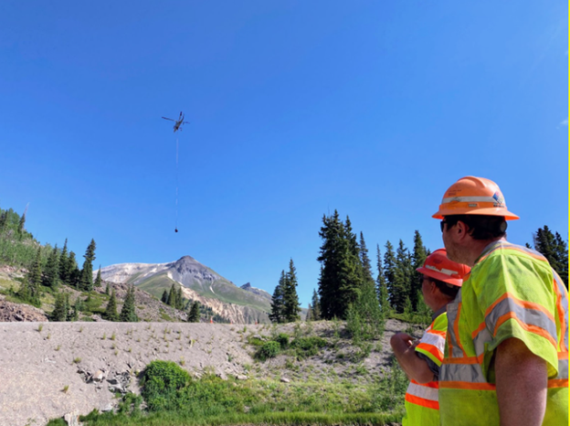 July 2023 - CDOT crews transporting drilling equipment and other supplies/materials to slide paths on Red Mountain Pass.