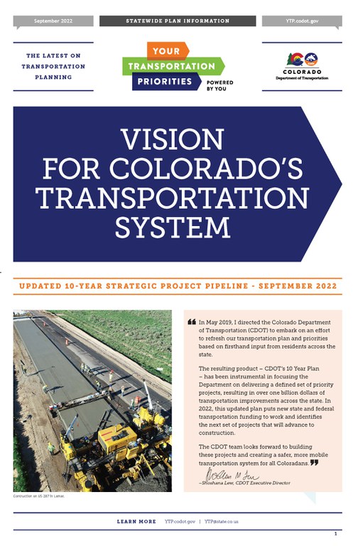 Your Transportation Priorities 10-Year Vision Update cover 