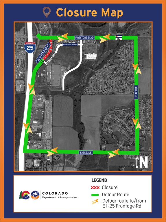 CO 119 and East Frontage Road Closure Detour Routes