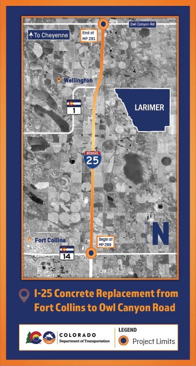 I-25 Concrete Replacement project map